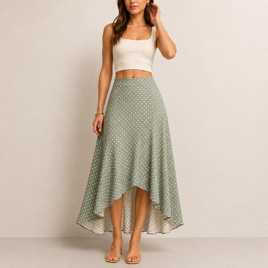 Asymmetric Wrap Maxi Skirt, Green, Second View