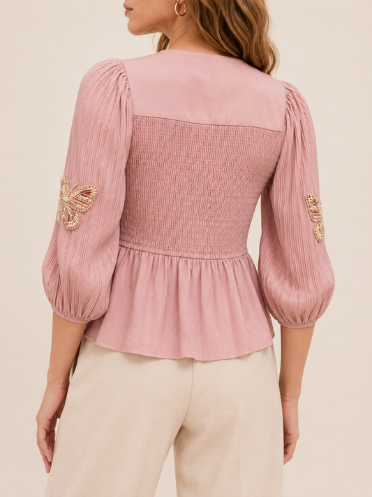 Shirred Blouse in pink, second view