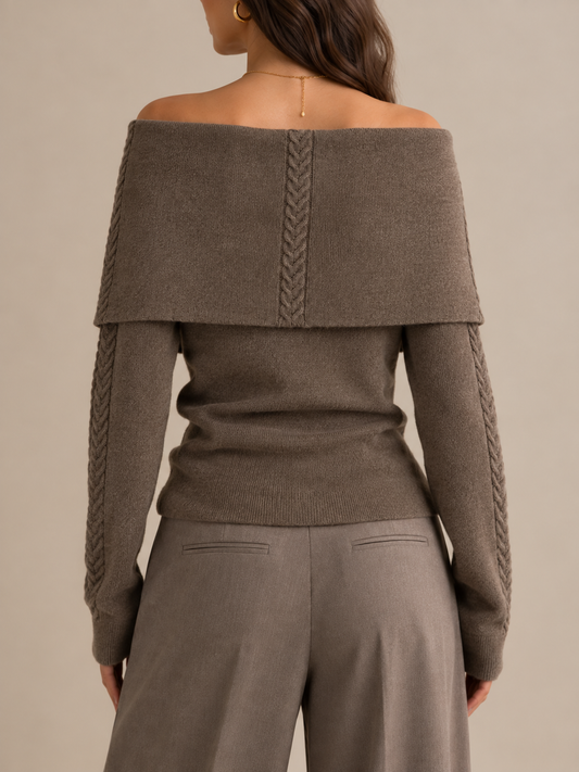Boat Neck Sweater in taupe, second view