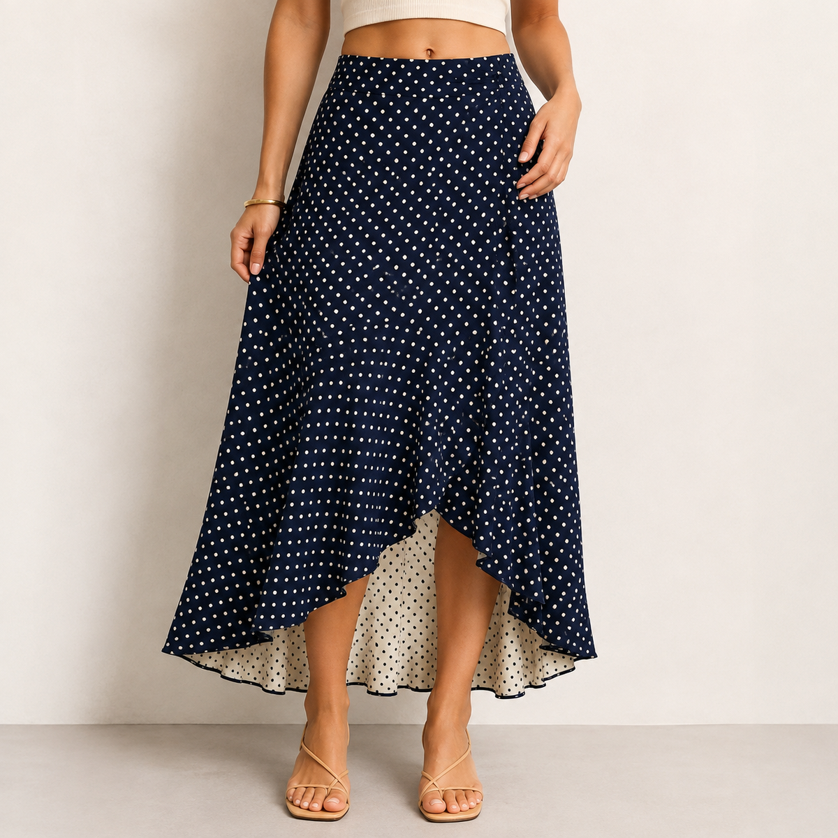 Asymmetric Wrap Maxi Skirt, Black