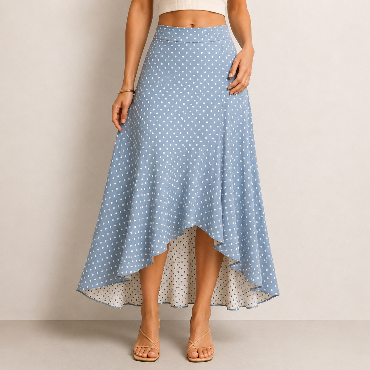 Asymmetric Wrap Maxi Skirt, Blue