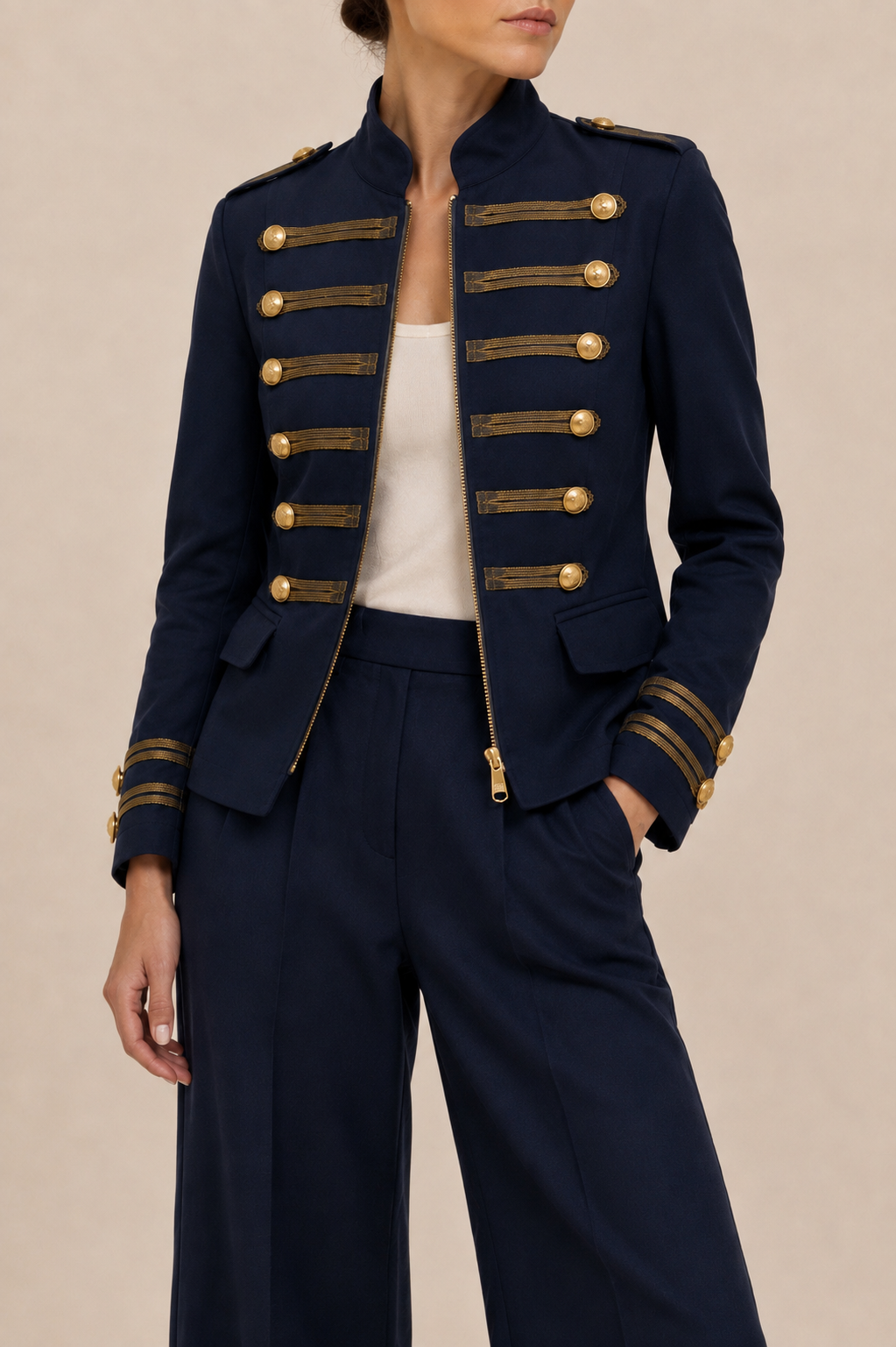 Military Jacket, Blue, Front View