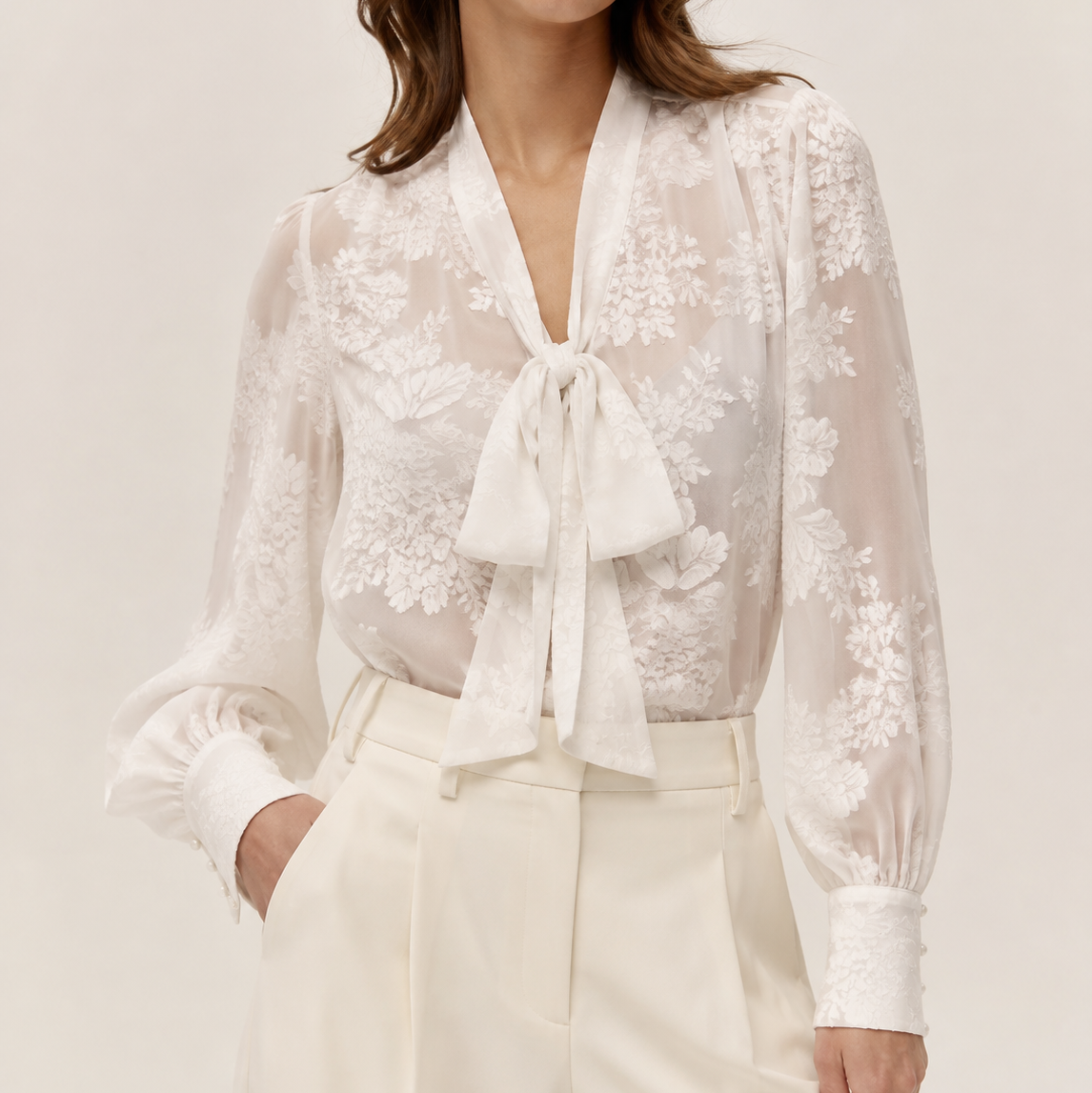 Tie Front Blouse in white, front