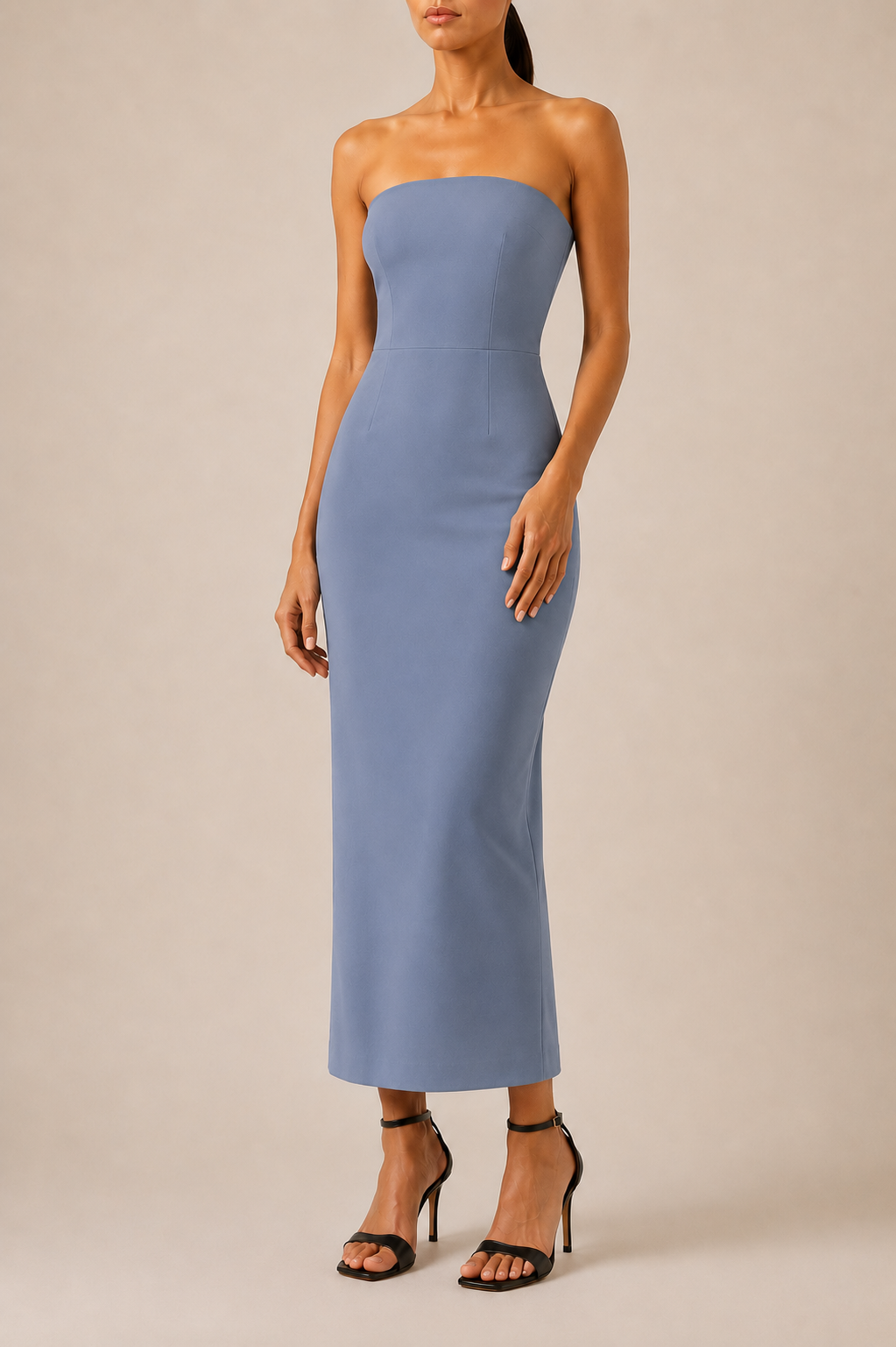 Bodycon Midi Dress in grey blue, front