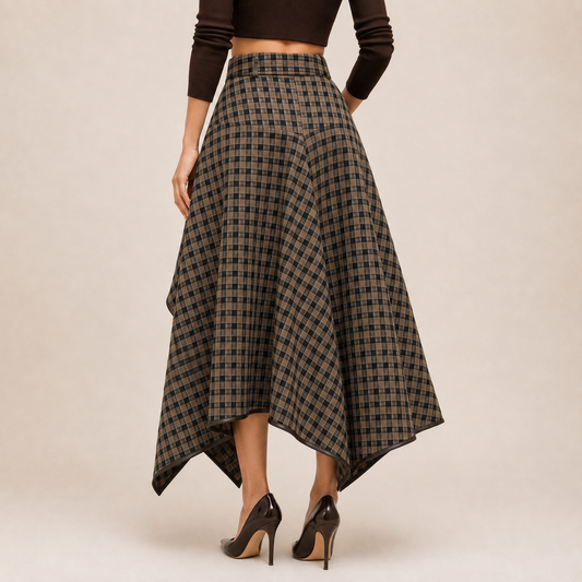 Asymmetric Midi Skirt in brown, second view