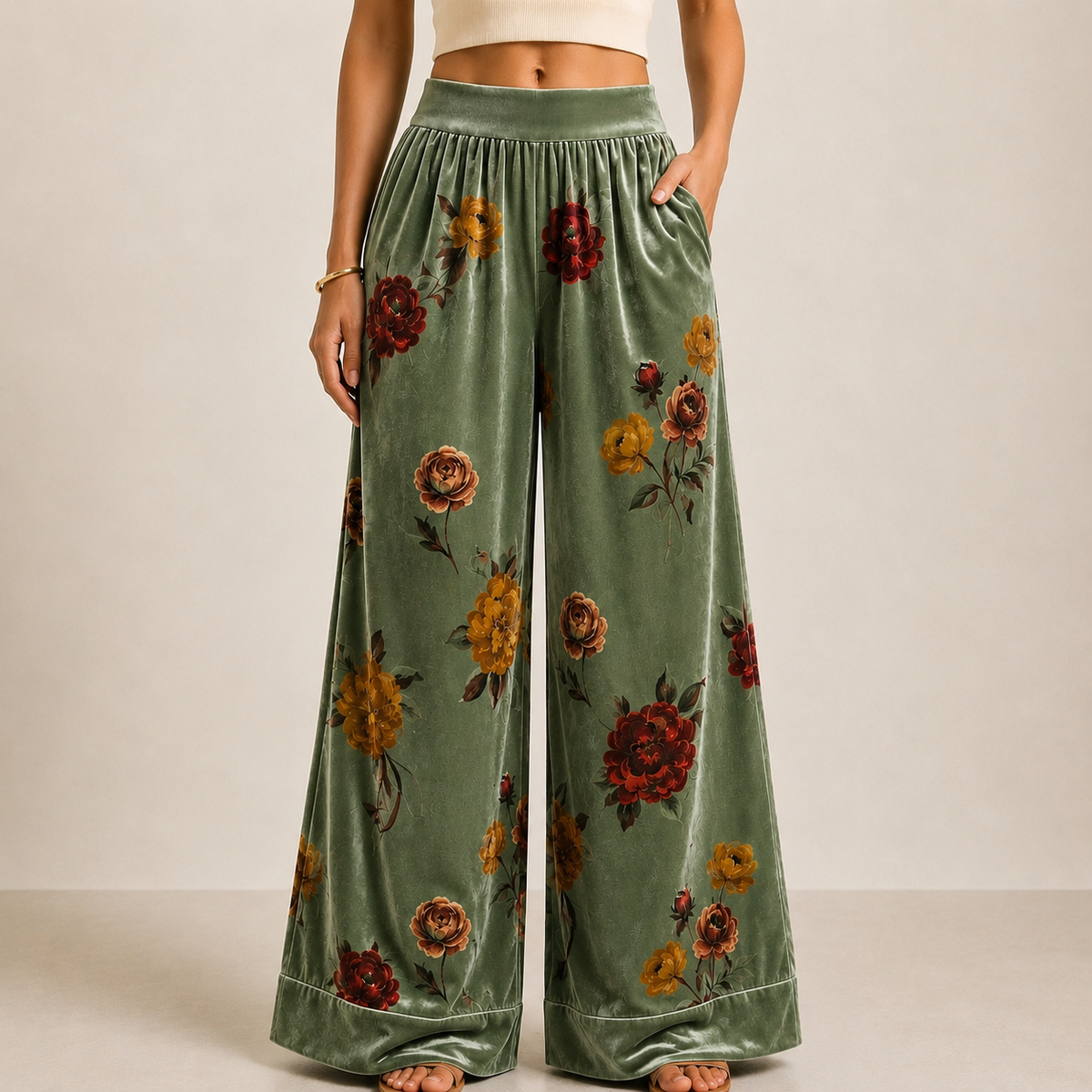 Palazzo Trousers in green, front