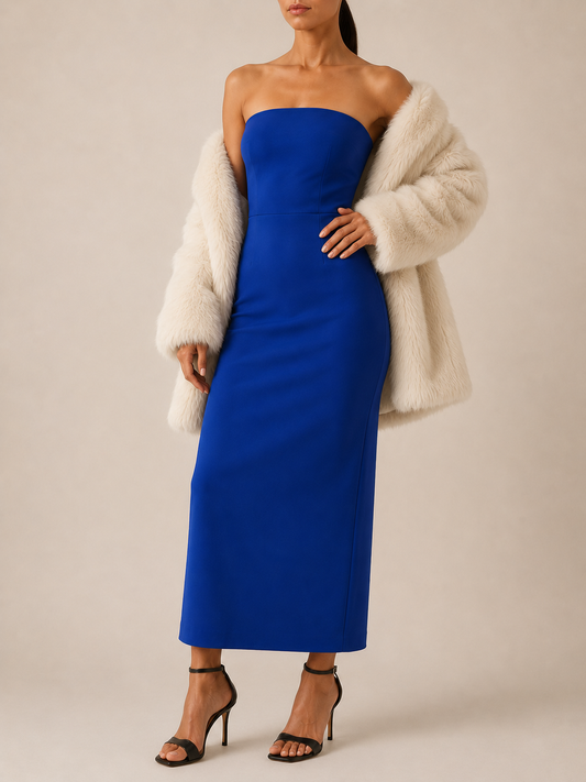 Bodycon Midi Dress in blue, front