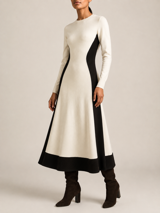 Minimalist Midi Dress in beige, front