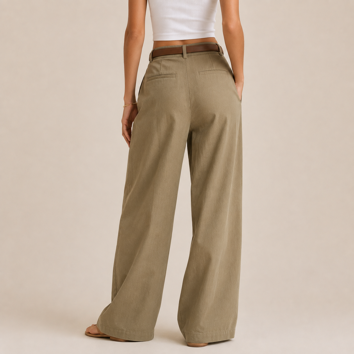 Wide Leg Trousers in Sage, second view
