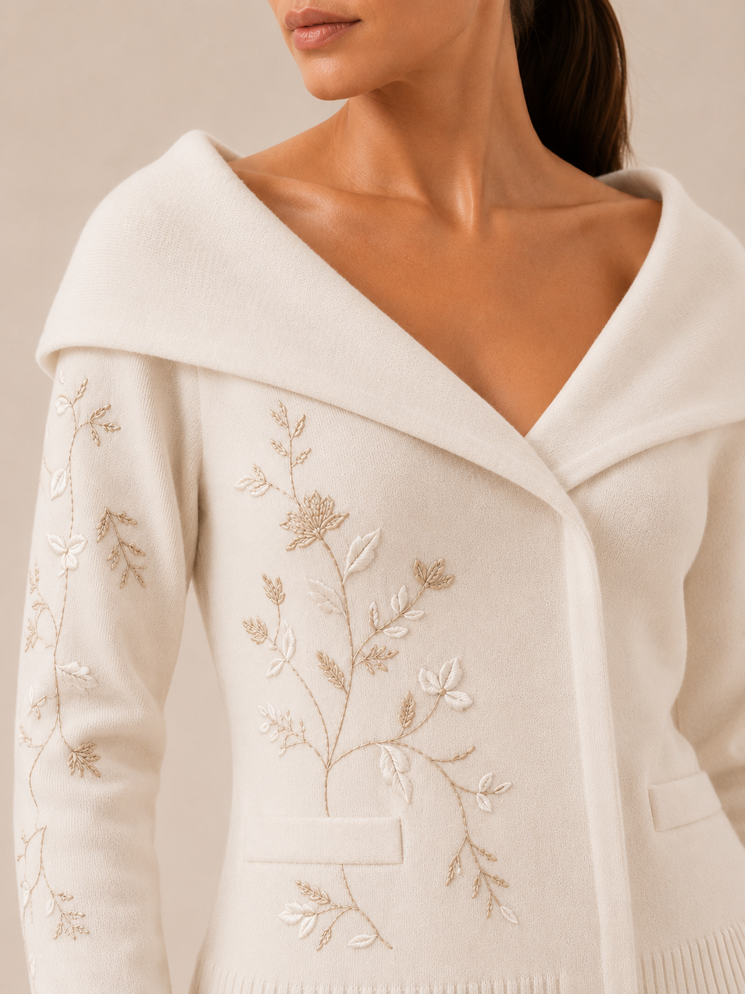 Cosy Knit Cardigan in ivory, front