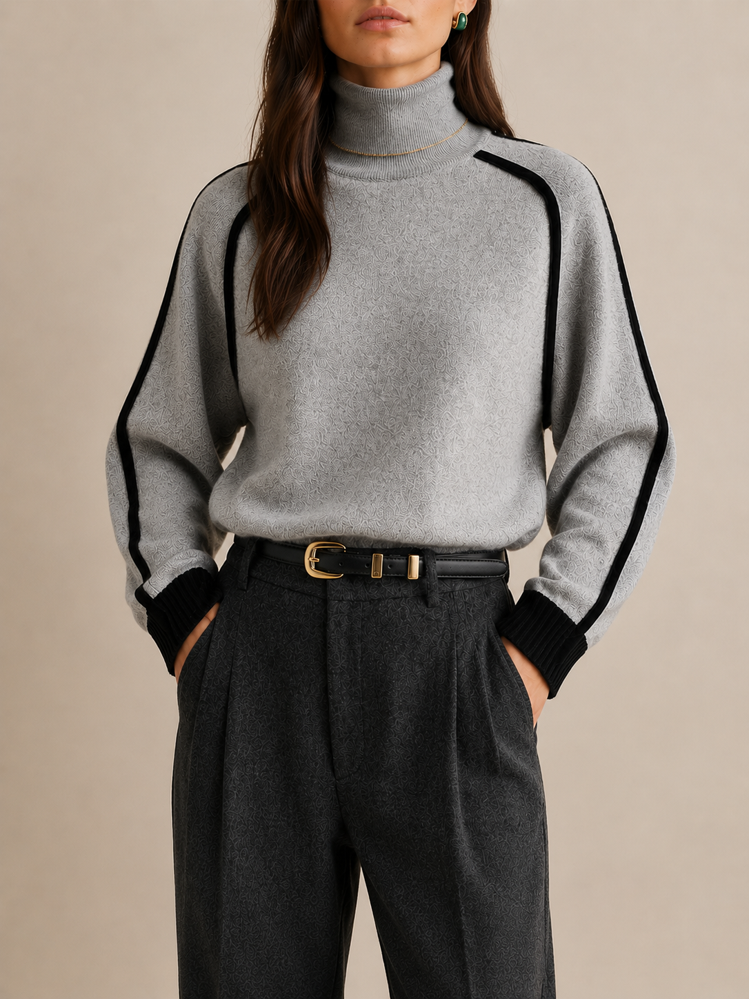 Relaxed Knit Sweater in grey, front