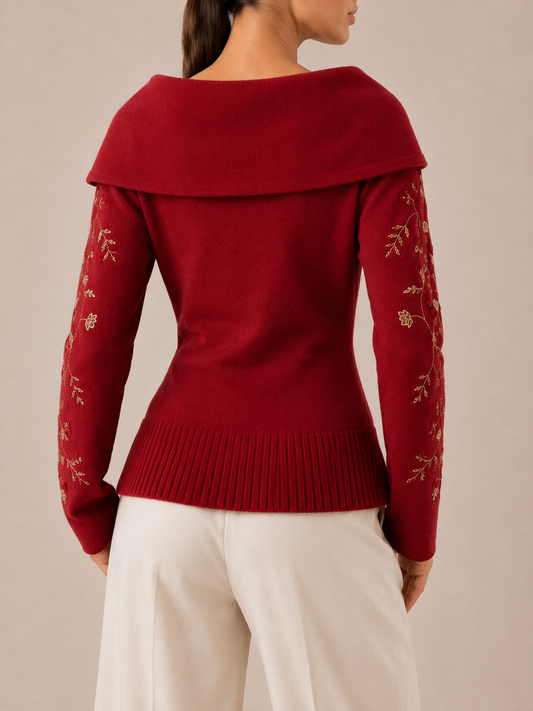 Cosy Knit Cardigan in red, second view