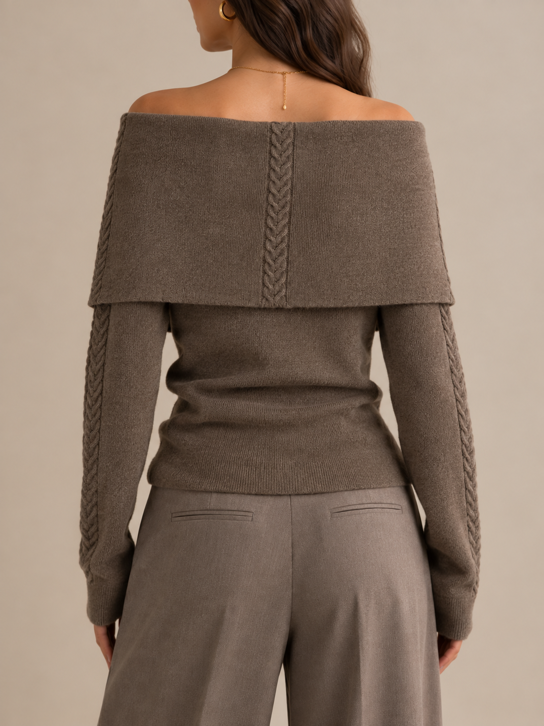 Boat Neck Sweater in taupe, second view